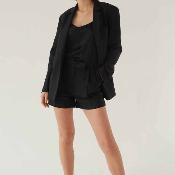 Almina Concept High Waisted Pleated Olive Khakhi Shorts Tencel Blend Size 6 - Picture 8 of 9